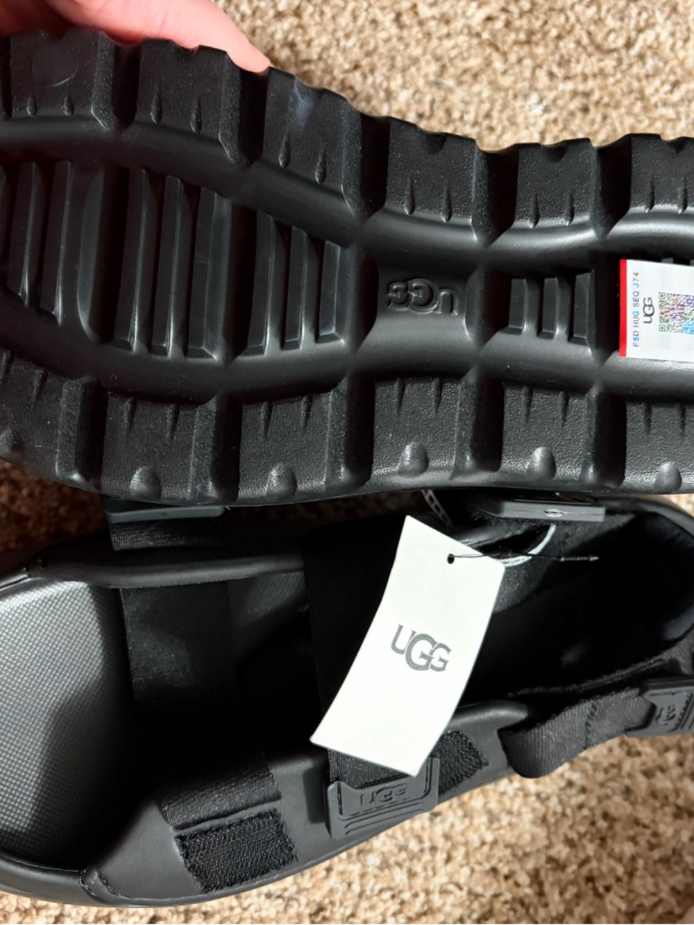 UGG Black Rugged Sport Sandal with Velcro Straps